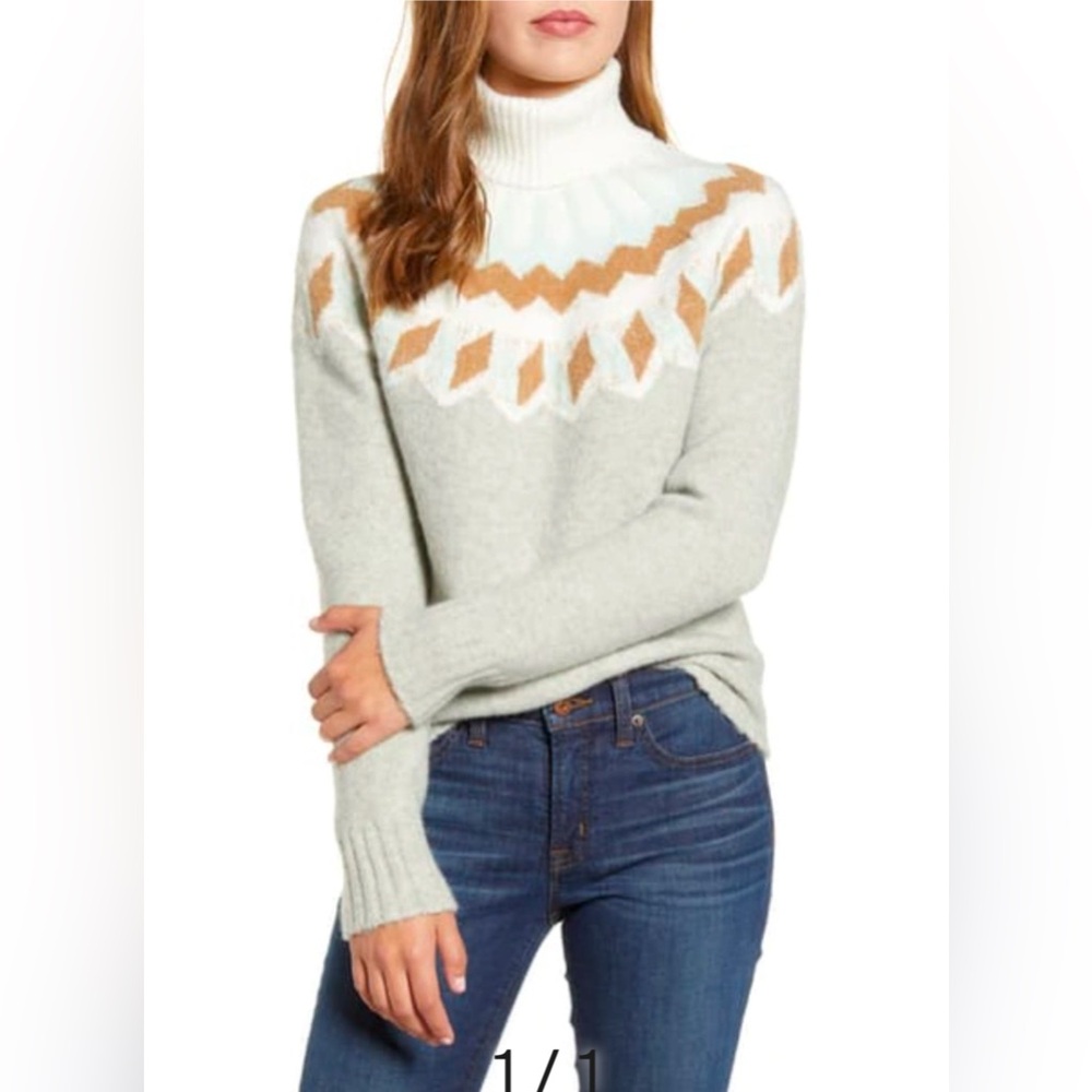 J Crew Fair Isle turtleneck sweater Supersoft yarn  Size M NWT